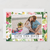 Waterverf Tropische Floral foto slaat de datum op Save The Date (Voorkant)