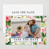 Waterverf Tropische Floral foto slaat de datum op Save The Date (Voorkant / Achterkant)