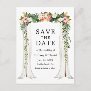 Waterverf Tropische Floral foto van Wedding Canopy Aankondigingskaart