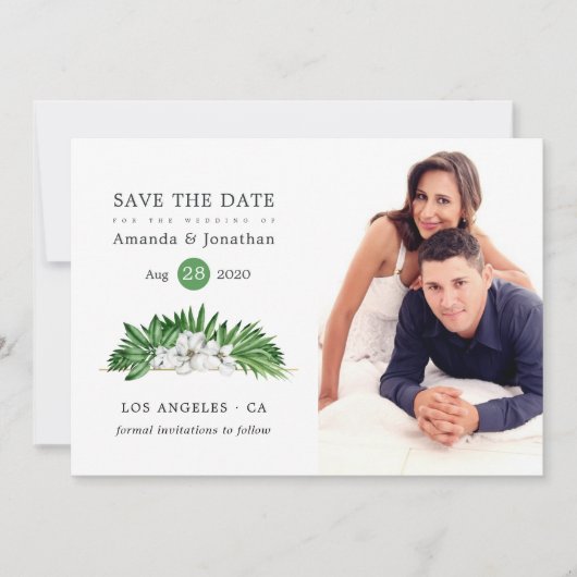 Waterverf Tropische Floral Geometric Wedding Save The Date (Voorkant)