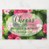 Waterverf Tropische Floral Hibiscus Mini Sparkling Wijnetiket (Enkel label)