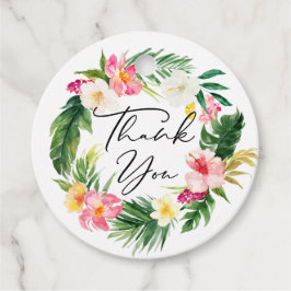 Waterverf Tropische Floral Krans Baby shower Bedankjes Labels