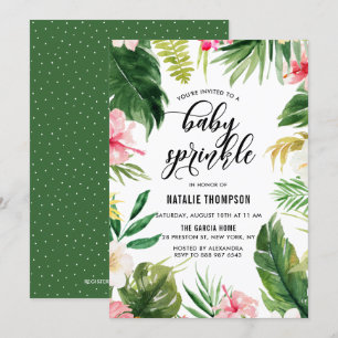 Waterverf Tropische Floral Lijst Baby Sprinkle Kaart