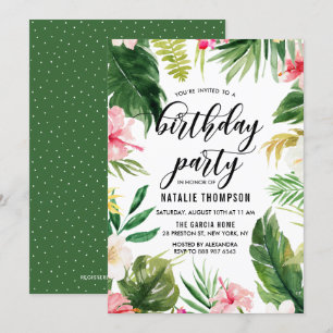 Waterverf Tropische Floral Lijst Birthday Party Kaart