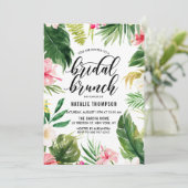 Waterverf Tropische Floral Lijst Bridal Brunch Kaart (Staand voorkant)