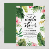 Waterverf Tropische Floral Lijst Couples Shower Kaart (Voorkant / Achterkant)