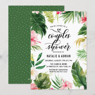Waterverf Tropische Floral Lijst Couples Shower Kaart