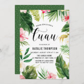 Waterverf Tropische Floral Lijst Luau Uitnodiging (Voorkant / Achterkant)