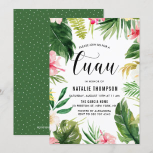 Waterverf Tropische Floral Lijst Luau Uitnodiging
