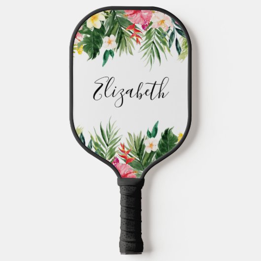 Waterverf Tropische Floral Naam toevoegen Pickleball Paddle (Voorkant)