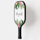 Waterverf Tropische Floral Naam toevoegen Pickleball Paddle (Links)