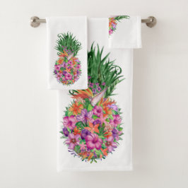 Waterverf Tropische Floral Pineapple Bad Handdoek