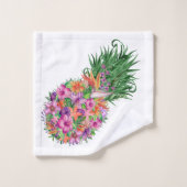 Waterverf Tropische Floral Pineapple Bad Handdoek (Wasdoekje)
