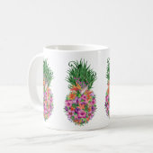 Waterverf Tropische Floral Pineapple Koffiemok (Voorkant links)