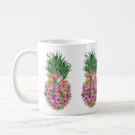 Waterverf Tropische Floral Pineapple Koffiemok