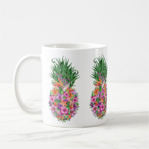 Waterverf Tropische Floral Pineapple Koffiemok