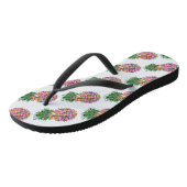 Waterverf Tropische Floral Pineapple Teenslippers (Schuin)