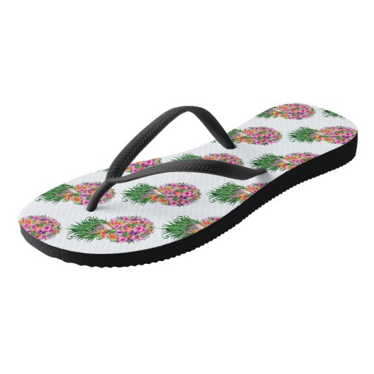 Waterverf Tropische Floral Pineapple Teenslippers (Schuin)