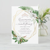 Waterverf Tropische Floral Quinceañera Kaart (Staand voorkant)