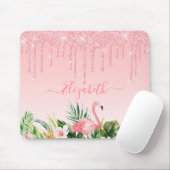 Waterverf Tropische Floral Roze Blush Glitter Muismat (Met muis)