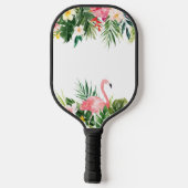 Waterverf Tropische Floral roze flamingo Naam Pickleball Paddle (Achterkant)