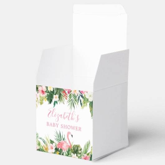 Waterverf Tropische Floral roze flamingo Shower Bedankdoosjes (Geopend)
