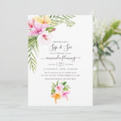 Waterverf Tropische Floral Sip en Zie Kaart (Staand voorkant)