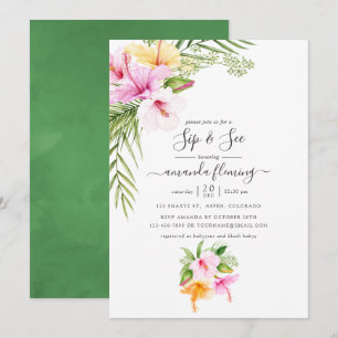 Waterverf Tropische Floral Sip en Zie Kaart