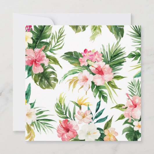 Waterverf Tropische Floral slaat de datum op Save The Date (Achterkant)