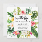 Waterverf Tropische Floral slaat de datum op Save The Date (Voorkant)