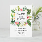 Waterverf Tropische Floral sparen de Kaart van de  (Staand voorkant)