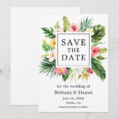 Waterverf Tropische Floral sparen de Kaart van de  (Voorkant / Achterkant)