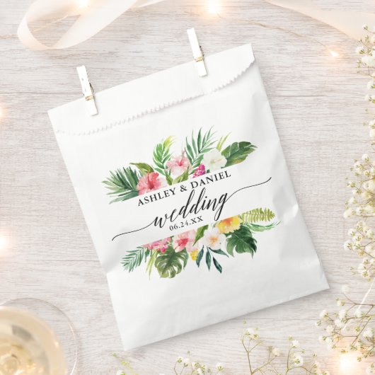 Waterverf Tropische Floral Wedding Bedankzakje (Geknipt)