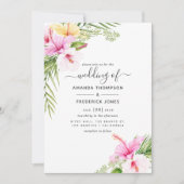Waterverf Tropische Floral Wedding Kaart (Voorkant)