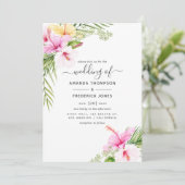 Waterverf Tropische Floral Wedding Kaart (Staand voorkant)