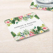 Waterverf Tropische Floral Wedding Kartonnen Onderzetters (Schuin)