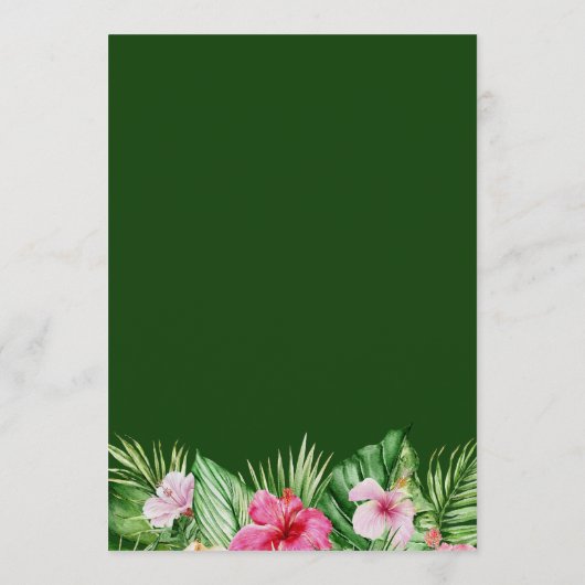 Waterverf Tropische Floral Wedding Menu (Achterkant)