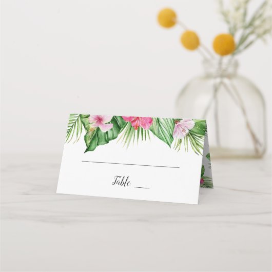 Waterverf Tropische Floral Wedding Plaatskaartje (Voorkant)