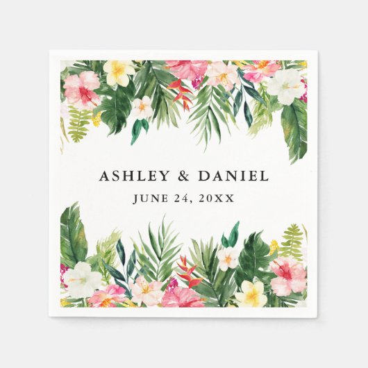 Waterverf Tropische Floral Wedding Servet (Voorkant)