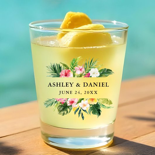 Waterverf Tropische Floral Wedding Shot Glas