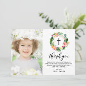 Waterverf Tropische Floral Wreate First Community Bedankkaart (Staand voorkant)