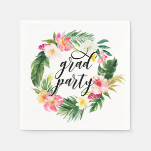Waterverf Tropische Floral Wreath Graduation Party Servet