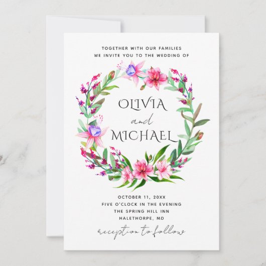 Waterverf tropische florale bruiloft. Hawaï bloeme Kaart (Voorkant)