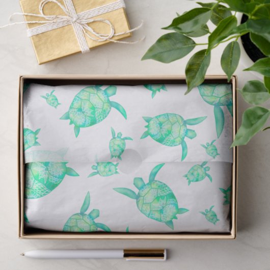 Waterverf tropische florale schildpadden waterverf tissuepapier (Geschenk)