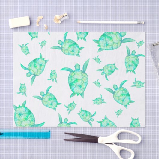 Waterverf tropische florale schildpadden waterverf tissuepapier (Craft)