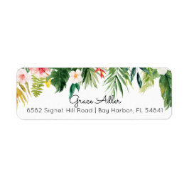 Waterverf Tropische Flowers Return Address Label