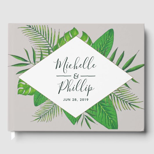 Waterverf tropische foliage Beach Wedding Gastenboek (Voorkant)