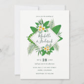 Waterverf tropische foliage Beach Wedding nodig Kaart (Voorkant)