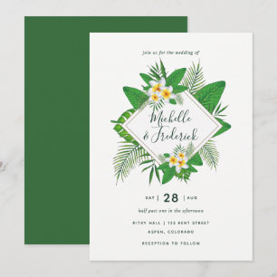 Waterverf tropische foliage Beach Wedding nodig Kaart