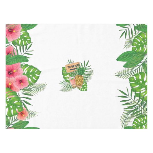 Waterverf Tropische Foliage Hawaiian Luau Party Tafelkleed (Voorkant (Horizontaal))